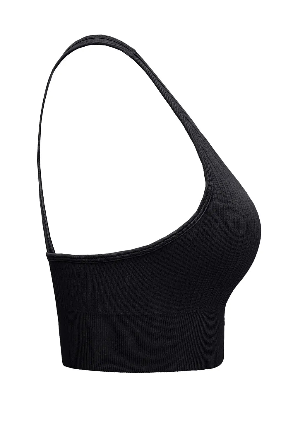Black ribbed hollow-out racerback yoga camisole - sports cami
