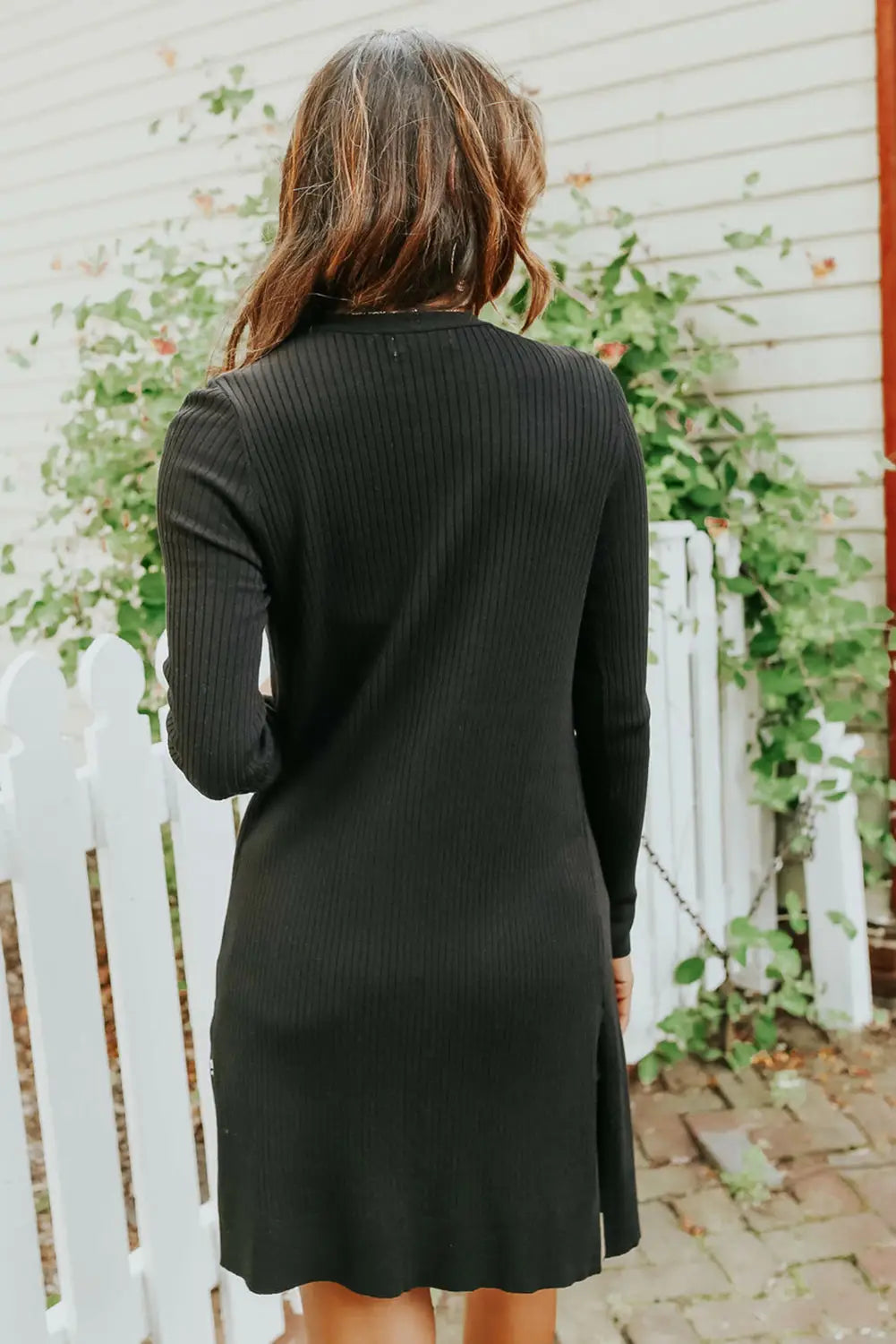 Black ribbed knit duster cardigan - sweaters & cardigans