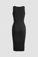 Black ribbed midi dress - ruched side split - dresses/midi dresses