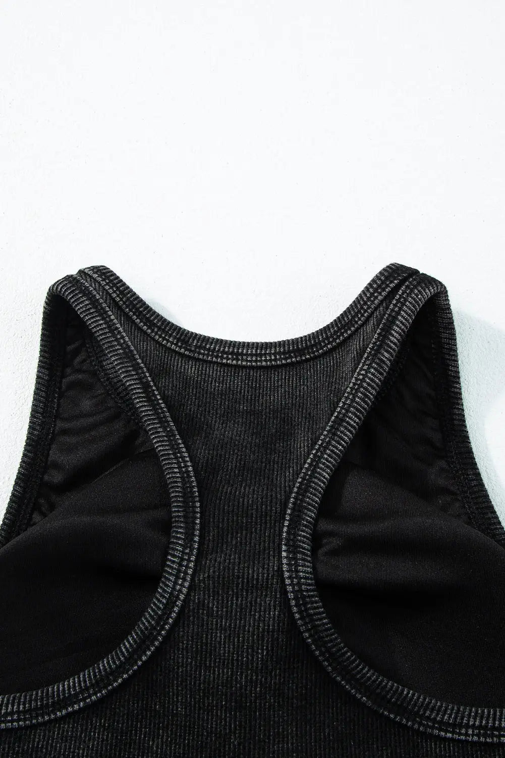 Black ribbed mineral wash racerback cropped tank top - tops