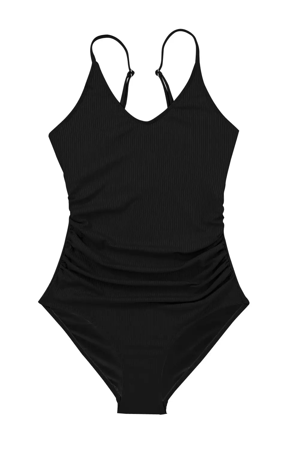 Black ribbed one piece swimsuit - swimsuits