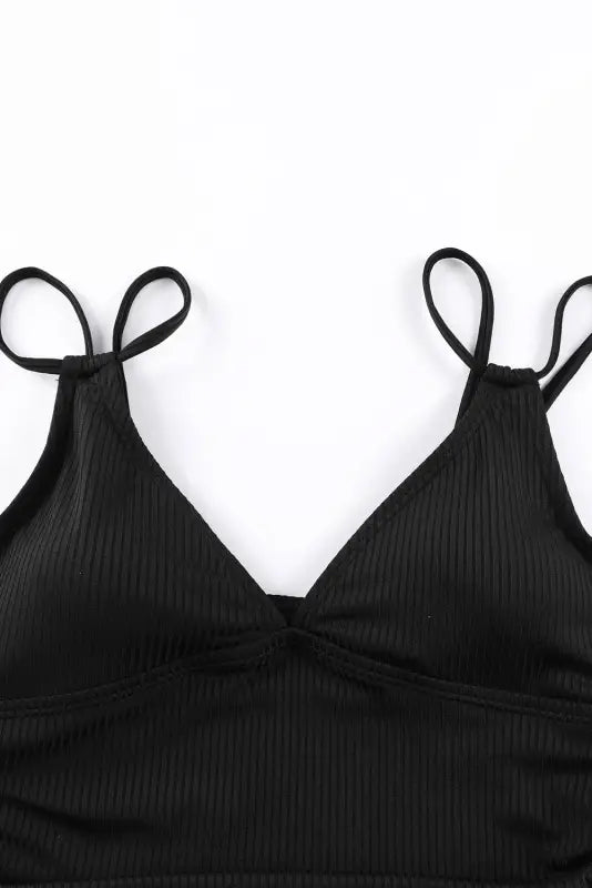 Black ribbed one piece swimsuit - swimsuits