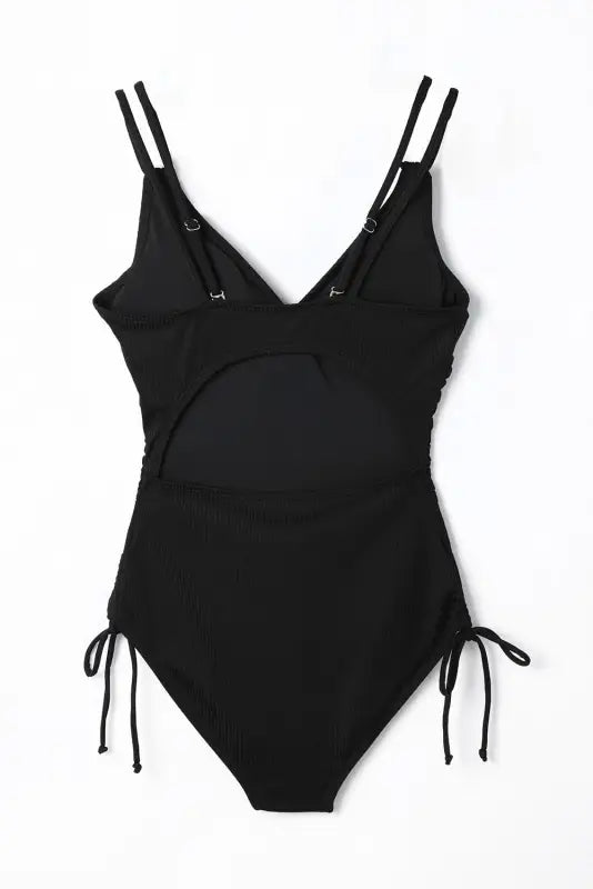 Black ribbed one piece swimsuit - swimsuits