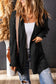 Cardigans - black ribbed trim eyelet cable knit cardigan