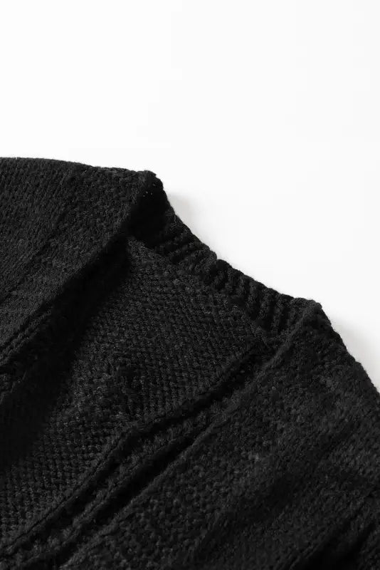 Cardigans - black ribbed trim eyelet cable knit cardigan