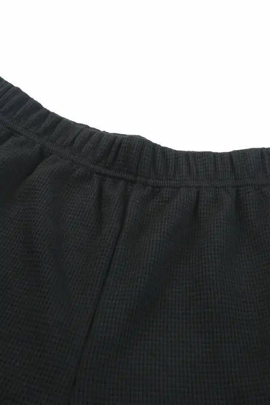 Black ribbed zipper sweatshirt and high waist shorts set - loungewear