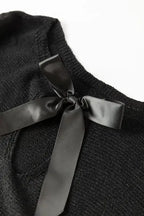 Black Ribbon Bow Knot Dolman Sleeve Sweater - Fashionfitz