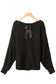 Black ribbon bow knot dolman sleeve sweater - tops