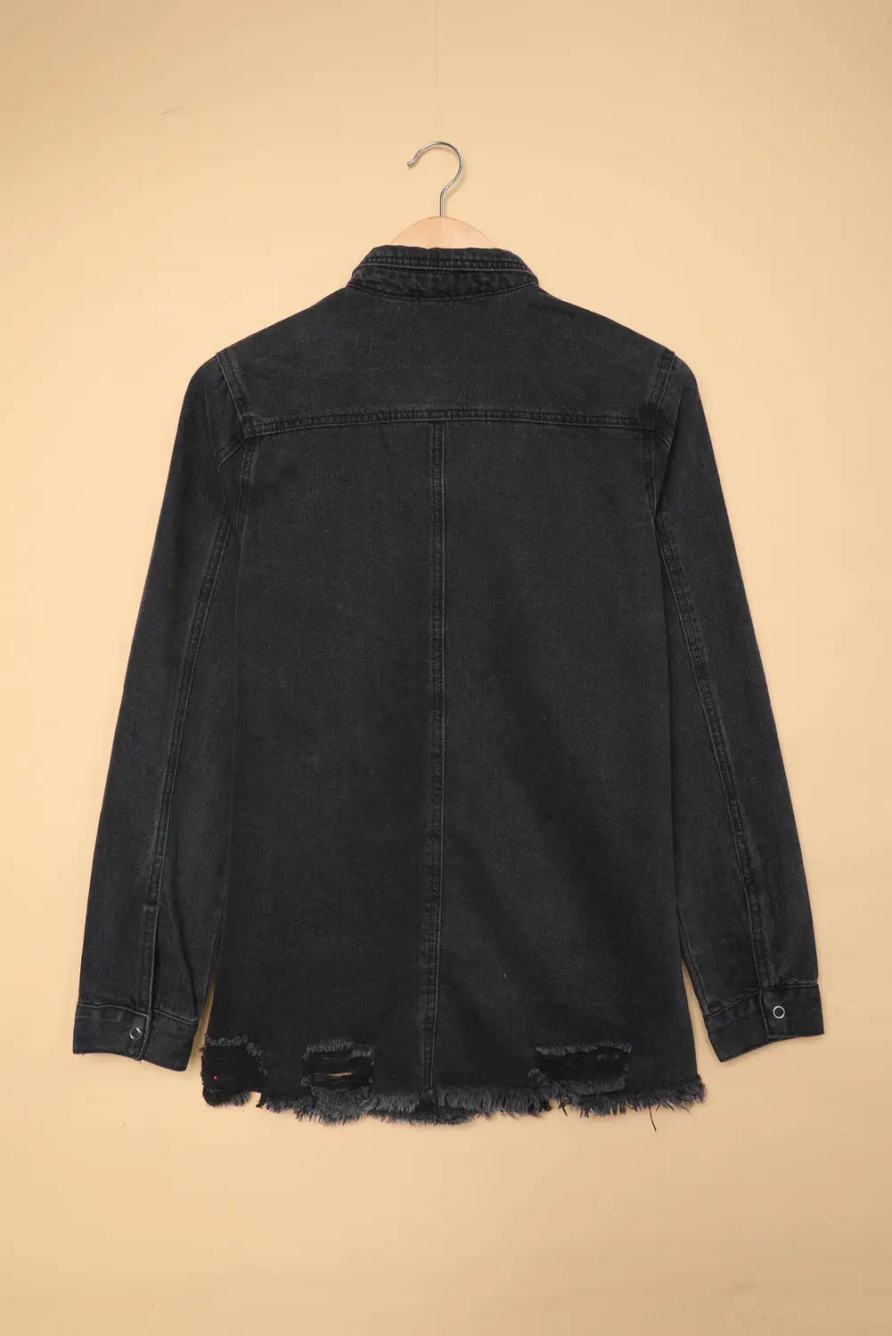 Black ripped denim jacket - outerwear