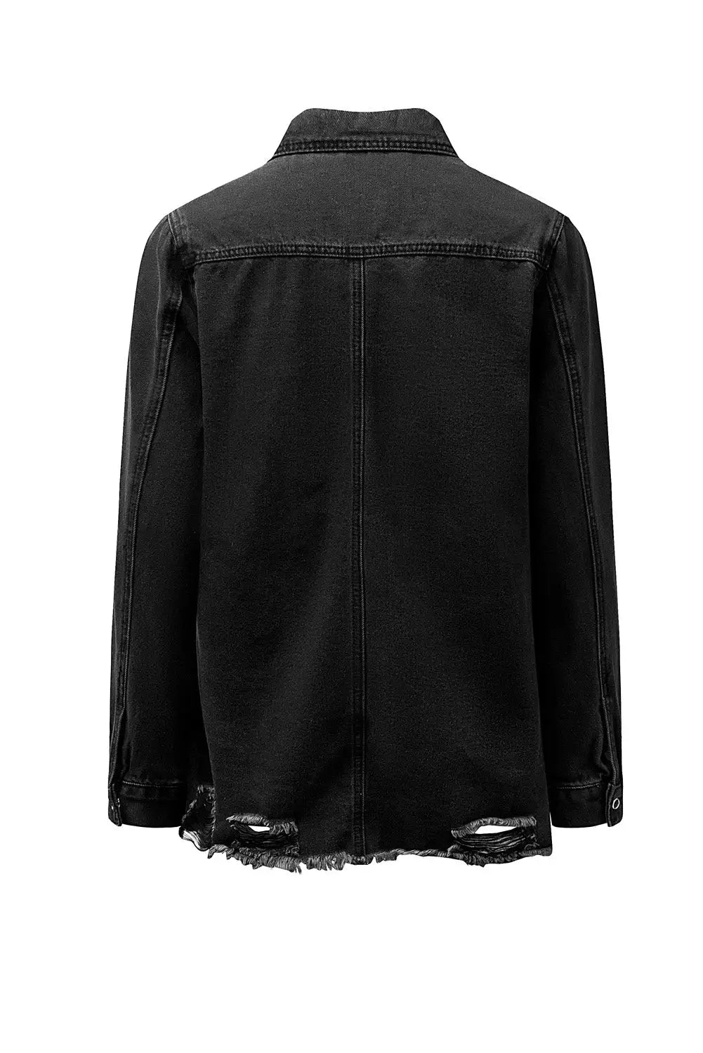 Black ripped denim jacket - outerwear