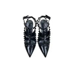 Black Rivets High Heels Stiletto Roman Sandals - Fashionfitz
