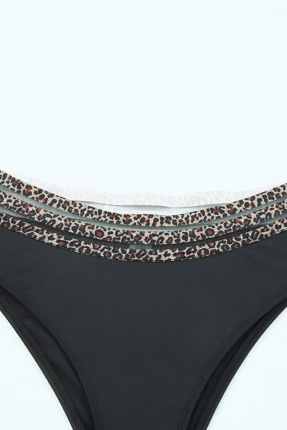 Black rose leopard mesh trim 2pcs bikini swimsuit - bikinis