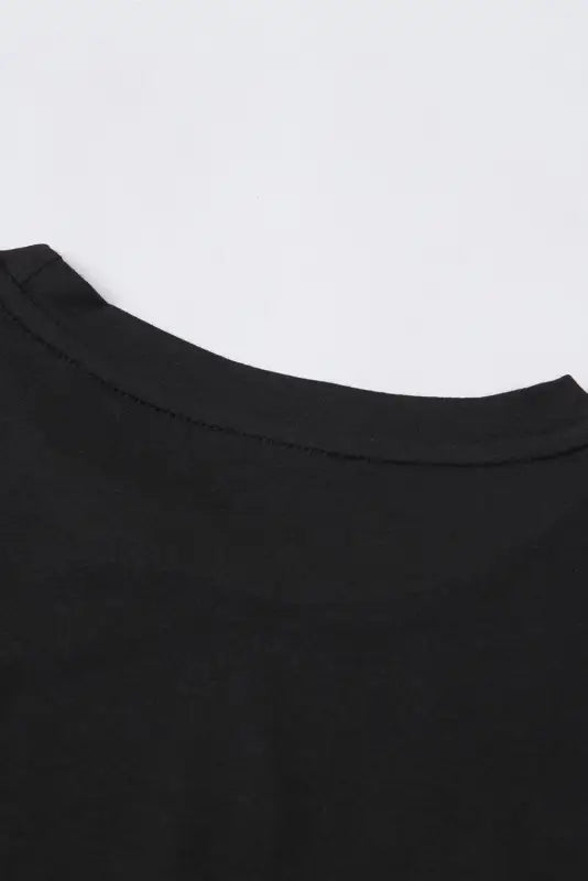 Black round neck rolled sleeve plus size t-shirt