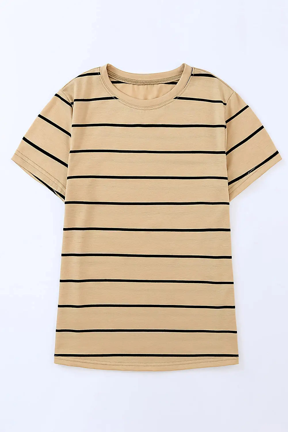 Black round neck striped print t-shirt - t-shirts