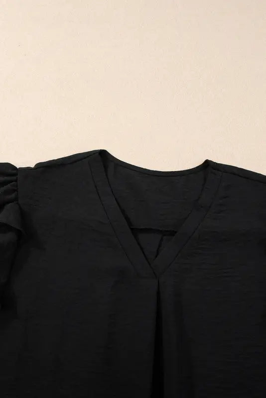 Black ruffle short sleeve blouse - tops/blouses & shirts