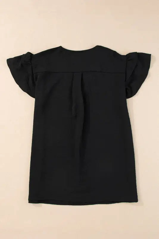 Black ruffle short sleeve blouse - tops/blouses & shirts