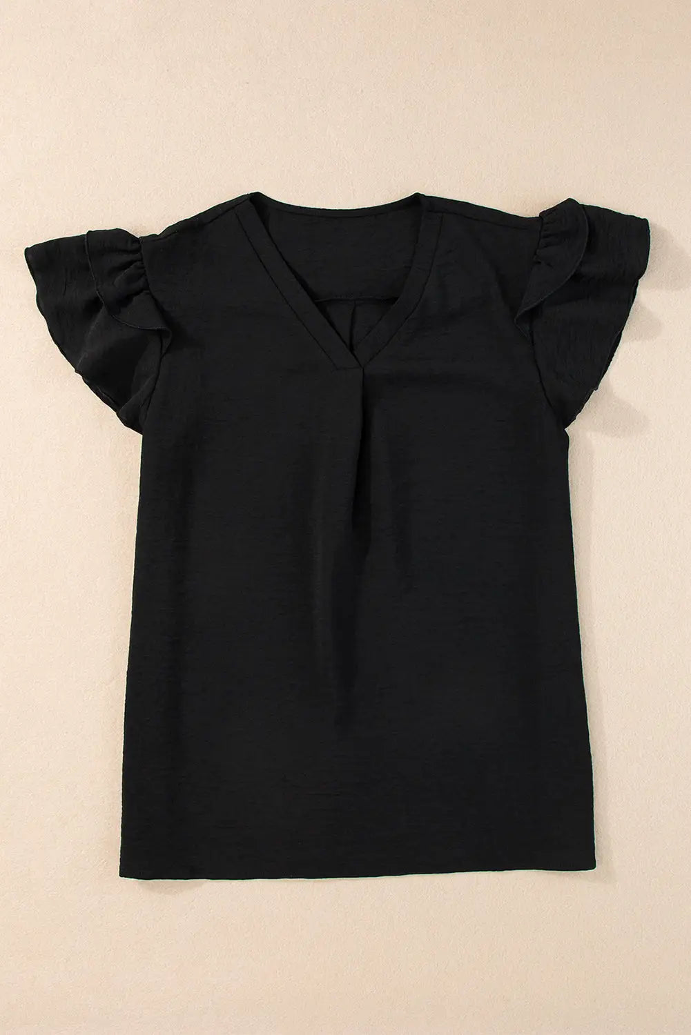 Black ruffle short sleeve blouse - tops/blouses & shirts