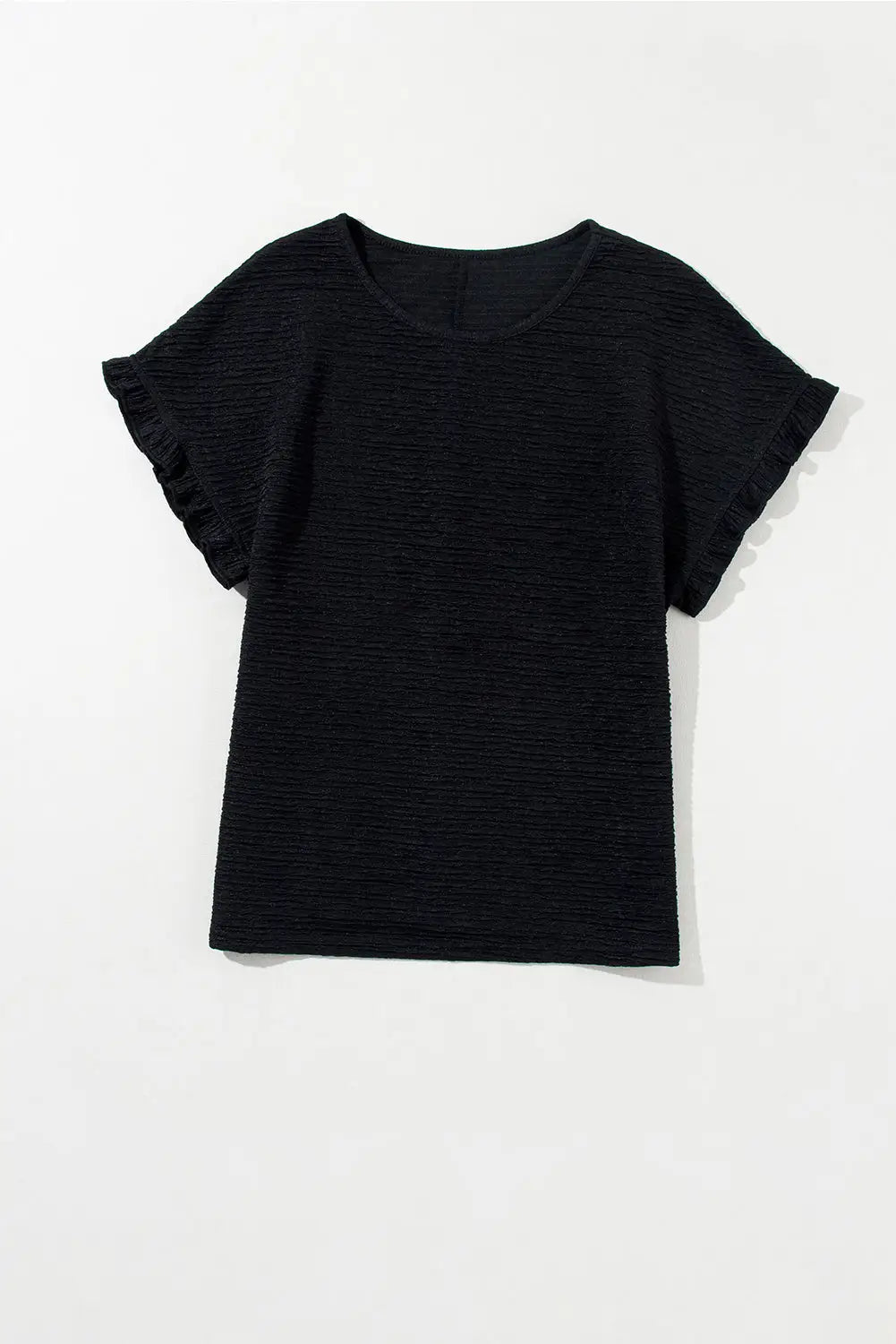 Black ruffled short sleeve blouse - tops/blouses & shirts