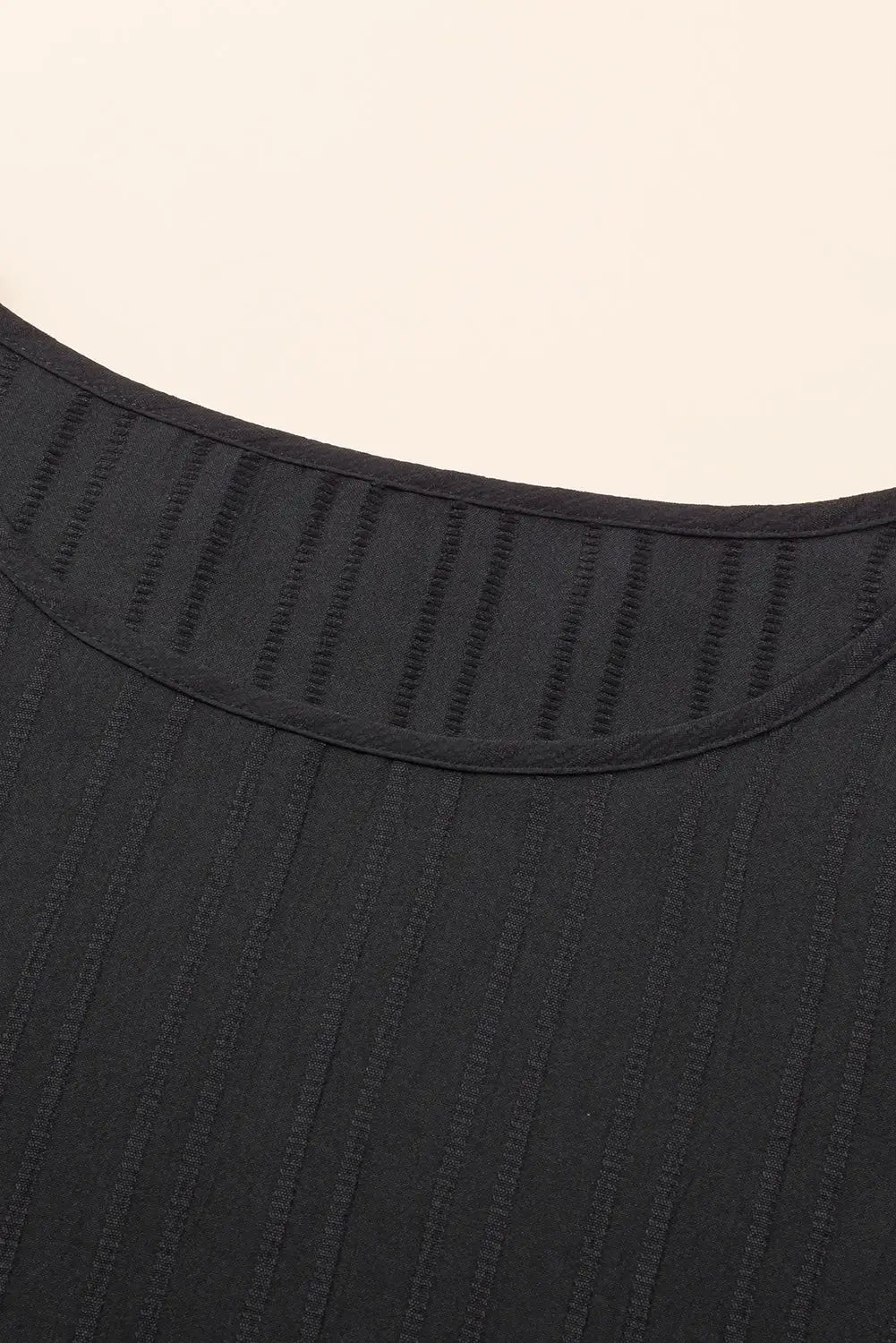 Black ruffled sleeve rib textured plus size shift dress - mini dresses