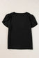 Black scalloped v neckline petal sleeve top - tops & tees