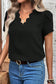 Black scalloped v neckline petal sleeve top - tops & tees