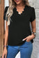 Black scalloped v neckline petal sleeve top - tops & tees