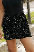 Black Sequin Bodycon Mini Skirt - Fashionfitz