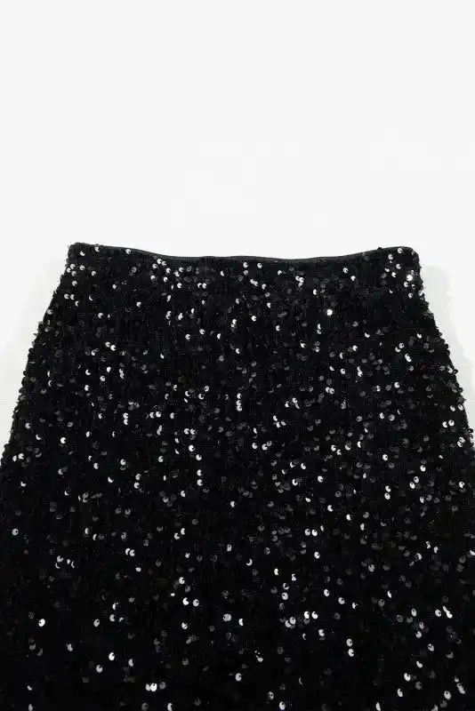 Black Sequin Bodycon Mini Skirt - Fashionfitz