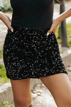 Black Sequin Bodycon Mini Skirt - Fashionfitz