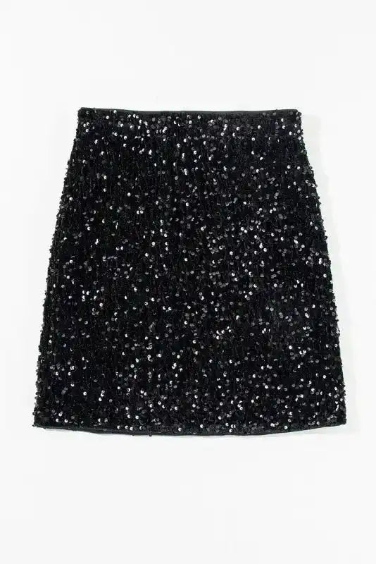 Black Sequin Bodycon Mini Skirt - Fashionfitz