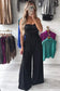 Black sequin tube top wide leg jumpsuit - jumpsuits & rompers