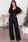 Shop black sequin jumpsuit | wide leg & flutter sleeves