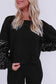 Black sequin patchwork lantern sleeve blouse - tops