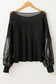 Black sequin patchwork lantern sleeve blouse - tops