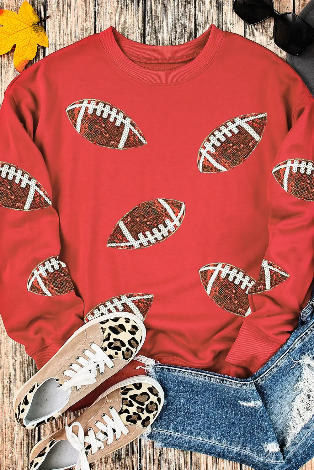Black sequin rugby graphic pullover sweatshirt - tops