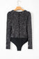 Black sequin v-neck bodysuit | women’s bodysuits | fashionfitz