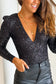 Black sequin v-neck bodysuit | women’s bodysuits | fashionfitz