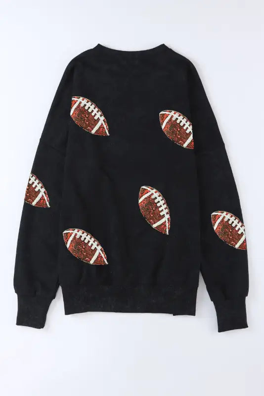 Black sequined jack o lantern corded baggy sweatshirt - graphic sweatshirts