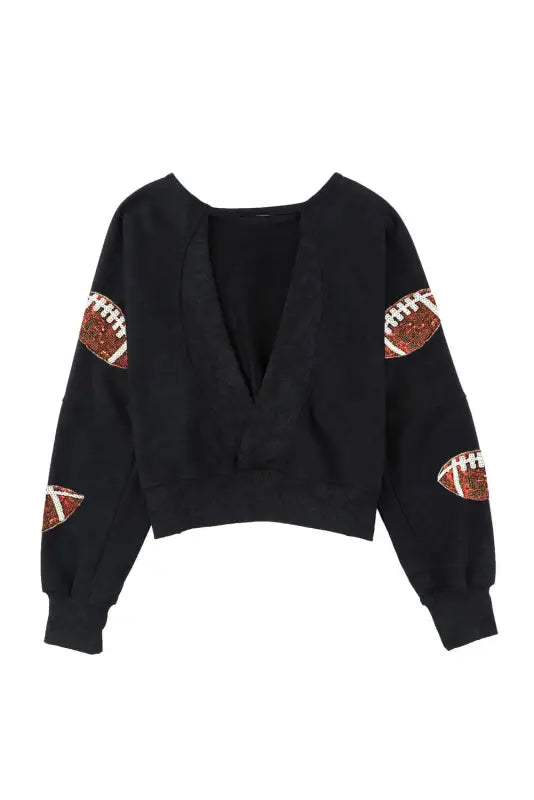 Black sequined jack o lantern corded baggy sweatshirt - graphic sweatshirts