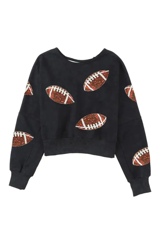 Black sequined jack o lantern corded baggy sweatshirt - graphic sweatshirts