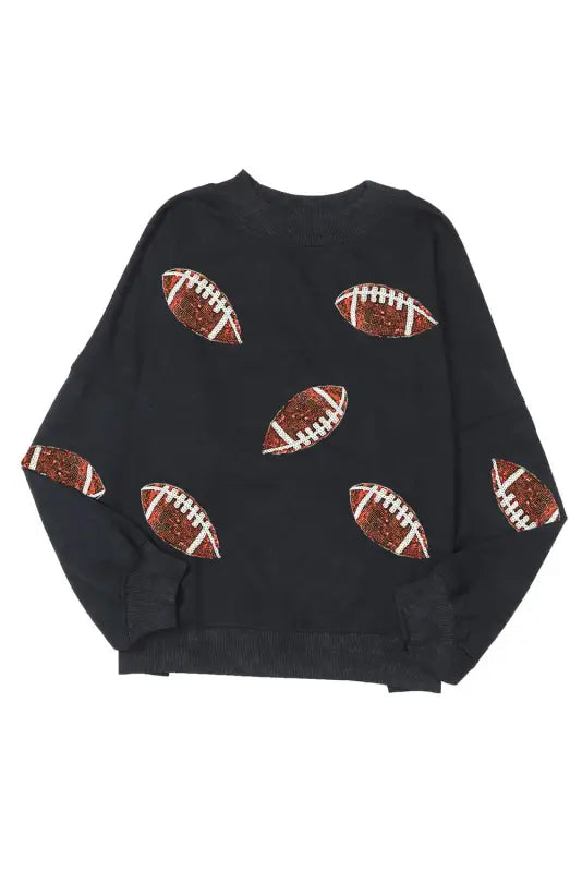 Black sequined jack o lantern corded baggy sweatshirt - graphic sweatshirts