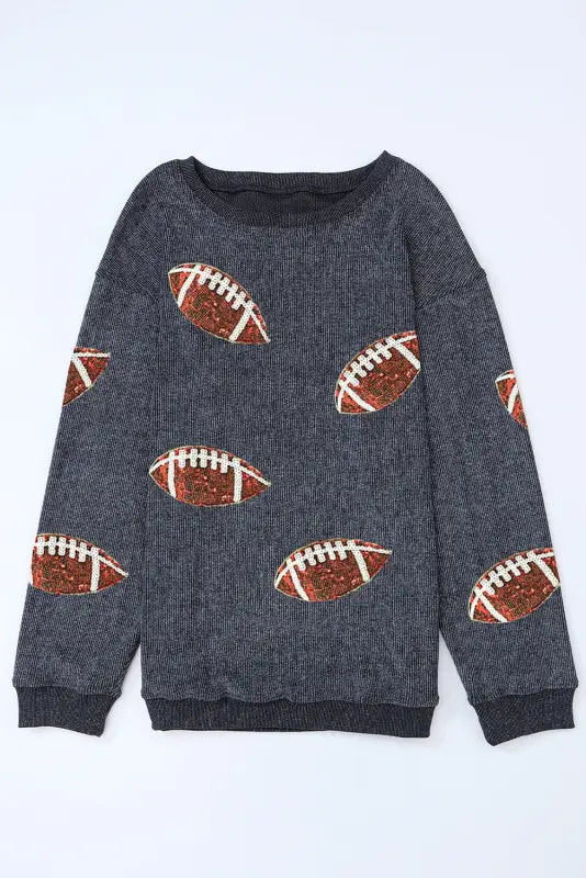 Black sequined jack o lantern corded baggy sweatshirt - graphic sweatshirts