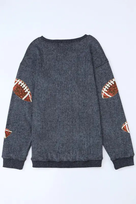 Black sequined jack o lantern corded baggy sweatshirt - graphic sweatshirts