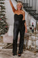 Black sequined tube top jumpsuit