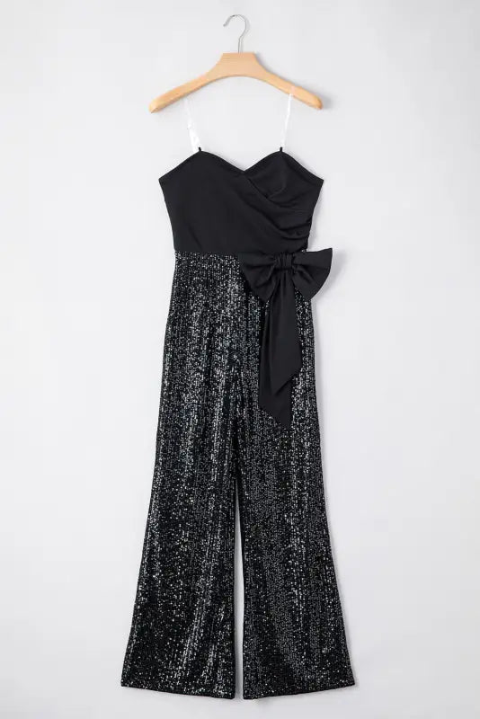 Black sequined tube top jumpsuit