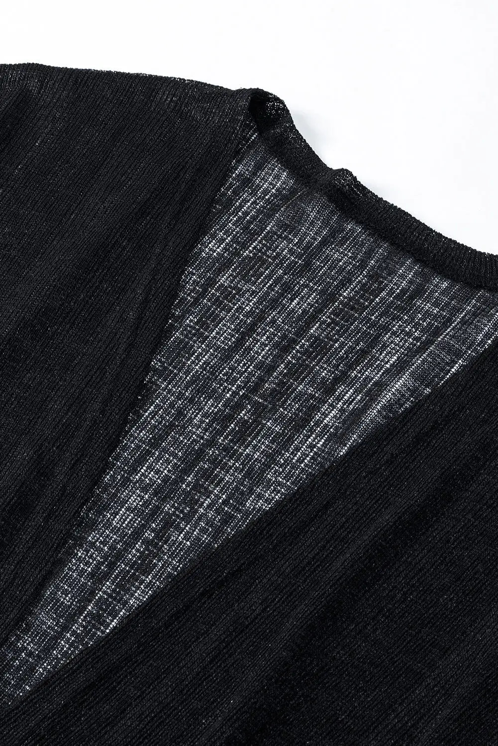 Black sheer lightweight knit long sleeve cardigan - sweaters & cardigans