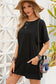 Black side pockets short sleeve tunic length plus size t shirt