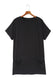 Black side pockets short sleeve tunic length plus size t shirt