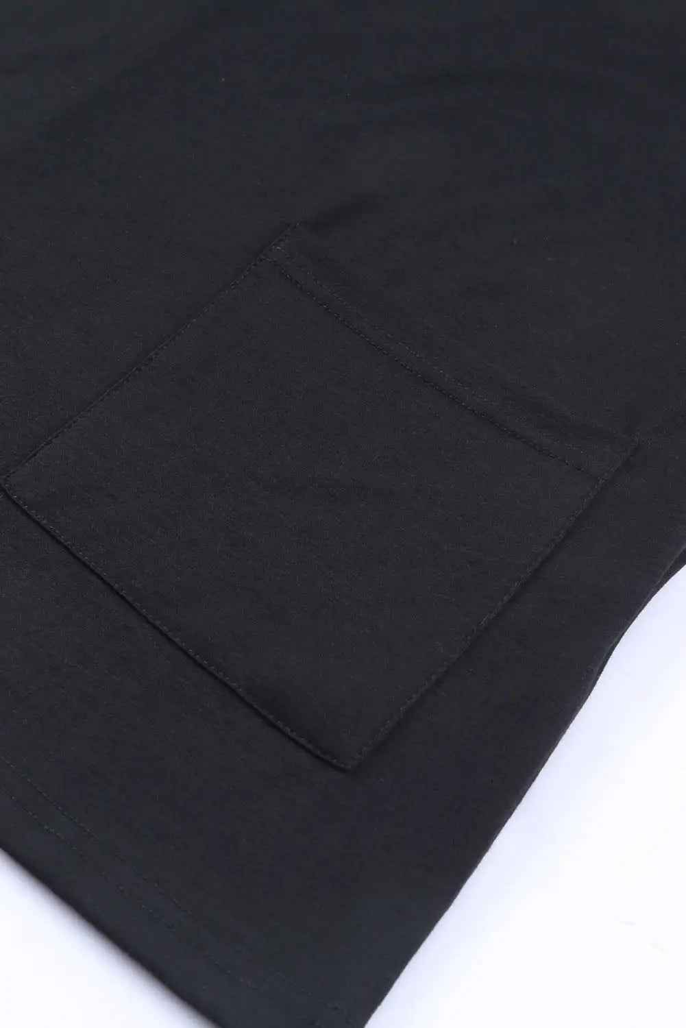 Black side pockets short sleeve tunic length plus size t shirt