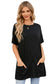 Black side pockets short sleeve tunic length plus size t shirt